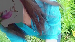 Outdoor handjob by Russian mature woman