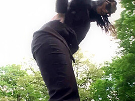 Outdoor trampling punishment with muddy shoes by Femdom Austria