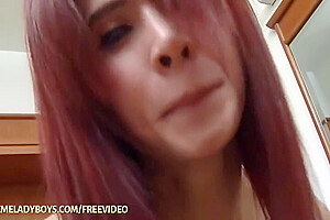 Pale Ladyboy With A Small Cock Gets Fucked By A Stud Until Orgasm