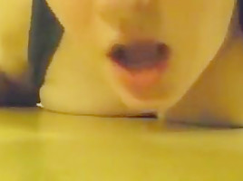 Pale girl fucks in kitchen