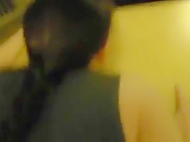 Pale girl fucks in kitchen
