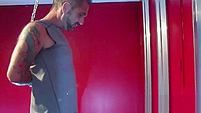 Perverted gay stud barebacked while bound and creampied