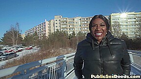 Pickedup amateur ebony babe pussynailed