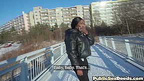 Pickedup amateur ebony babe pussynailed