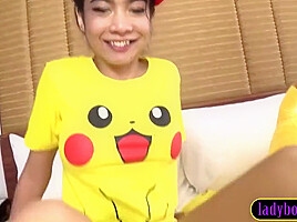 Pikachu Thai Ladyboy teen 18+ Cutie Yoyo Pov Blowjob And Hard Anal Pounding - Yoyo 3