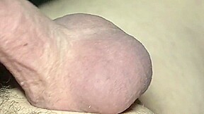 Playing my uncut cock for precum and cumshot close-up