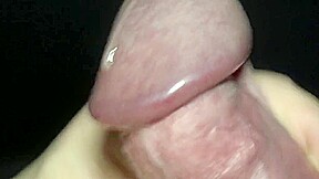 Playing my uncut cock for precum and cumshot close-up
