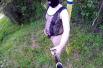 Posing In Lingerie And Fapping Naked As Stranger Approaches  horny Public Gay Cruisingspot Tobi