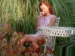 Pretty Redhead teen 18+ Strips And Fingers Herself Outdoors