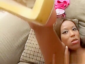 Pretty black teen 18+ with perky boobs has two studs hammering her holes