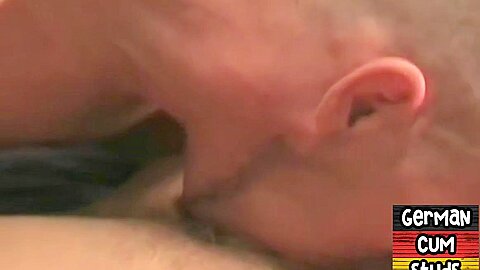 Real German gay deepthroats hard cock in homemade orgy