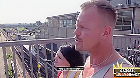 Real public fucked German lady rides sex date cock outdoor