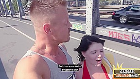 Real public fucked German lady rides sex date cock outdoor