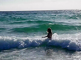 Rebecca Volpetti Masturbating on the Beach by Arousins