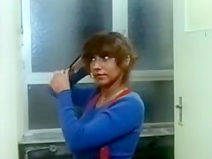 Retro Lezbos get it on in toilet stall