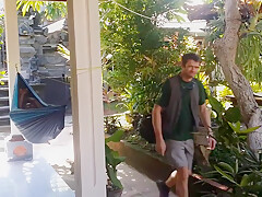 Risky Exhibition In Hammock In Public Area At Bungalow Resort