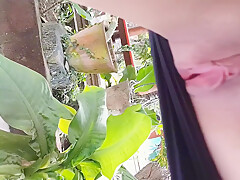 Risky Exhibition In Hammock In Public Area At Bungalow Resort
