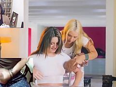 Sarah Vandella And Jojo Kiss In I Cum To Making Out With Reaction