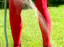 Seductive stepmommy drilled in stockings
