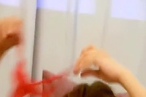 Self Facial In Orange Lingerie