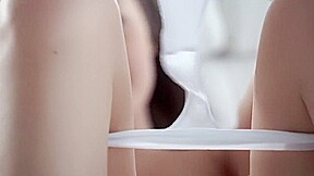Sensual brunette spreads her legs and rubs her hot velvet purse