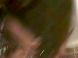 Sexy Arab babe sucks cock and gets facial in bathroom