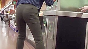 Sexy Asian Ass Hottie Bends Over in Slacks