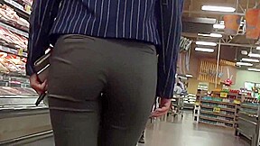 Sexy Asian Ass Hottie Bends Over in Slacks