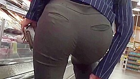 Sexy Asian Ass Hottie Bends Over in Slacks