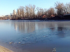 Sexy Russian Babe Strips and runs into Icy River