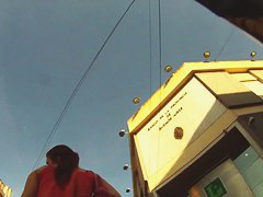 Sexy brunette upskirt video