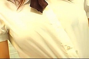 Sexy busty maid in the bathroom