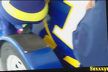 Sexy girls on the race track in this racing video