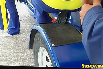 Sexy girls on the race track in this racing video