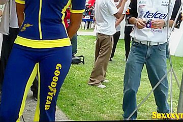 Sexy girls on the race track in this racing video