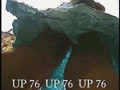 Sexy lady in blue skirt was waiting a bus and got in the upskirt video