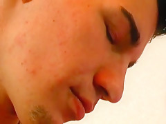 Sexy twink jacks off to a statue