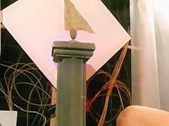 Sexy twink jacks off to a statue