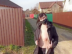 Shameless Wife Walks Down The Street In A Public Place