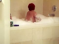 Short hair redhead mature woman riding man