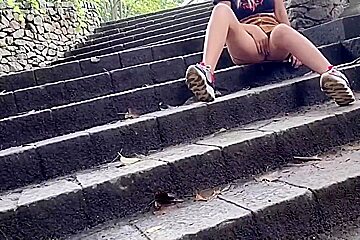 Showing Panties In Park Walking Public