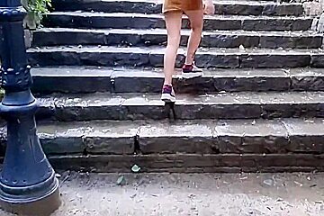 Showing Panties In Park Walking Public