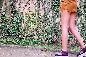 Showing Panties In Park Walking Public