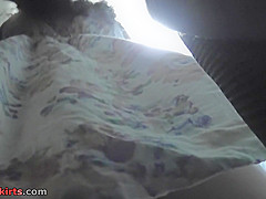 Skinny ass gal caught in classic panties in upskirt vid