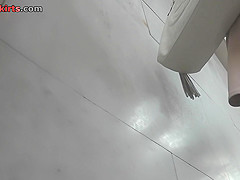 Skinny brunette takes in amazing upskirt porno