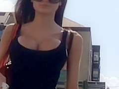 Skinny girl with gigantic fake boobs