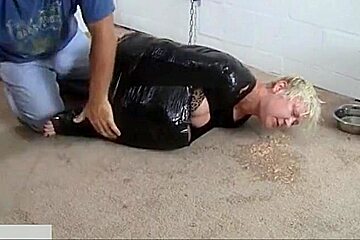 Slave Woman Puking Vomiting Gagging