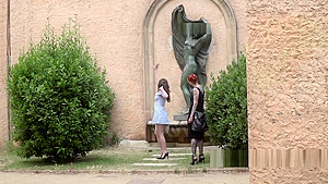 Slave anal fucked and vibed in public