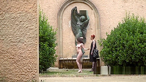 Slave anal fucked and vibed in public