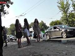Slender babe with sexy legs in the candid upskirt clip